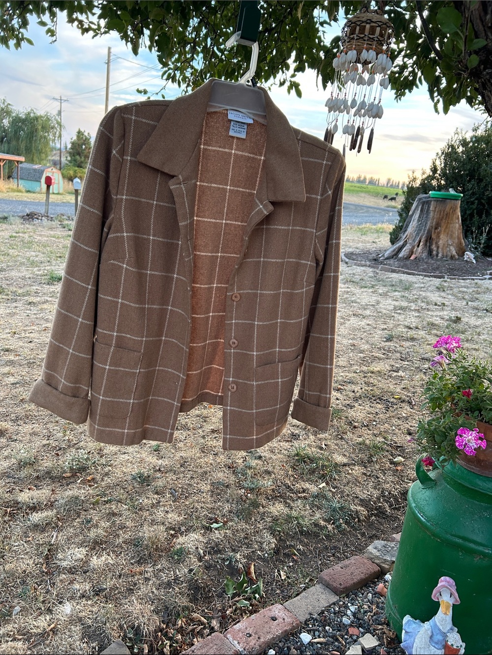 Jaclyn Smith Brown Windowpane Blazer Jacket